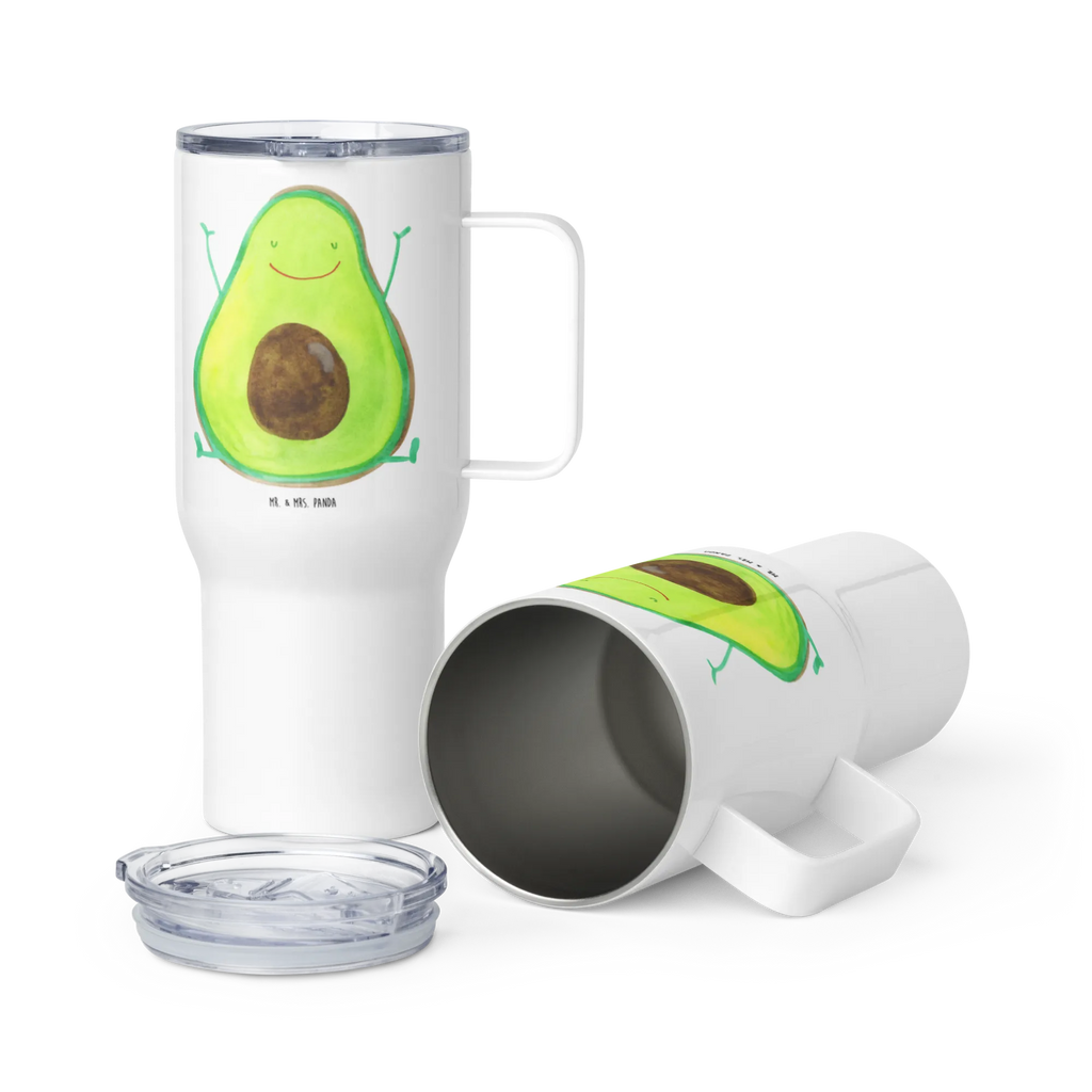 XXL Thermobecher Avocado Glücklich Thermobecher, XL Thermobecher, Reisebecher, XL Reisetasse, Großer Thermobecher, Autobecher, Jumbo Becher, Avocado, Veggie, Vegan, Gesund, Chaos