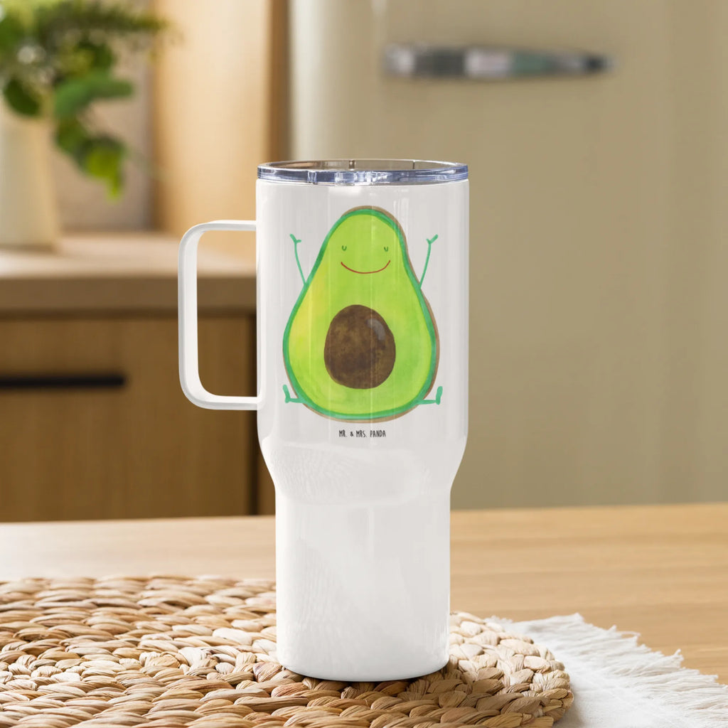 XXL Thermobecher Avocado Glücklich Thermobecher, XL Thermobecher, Reisebecher, XL Reisetasse, Großer Thermobecher, Autobecher, Jumbo Becher, Avocado, Veggie, Vegan, Gesund, Chaos