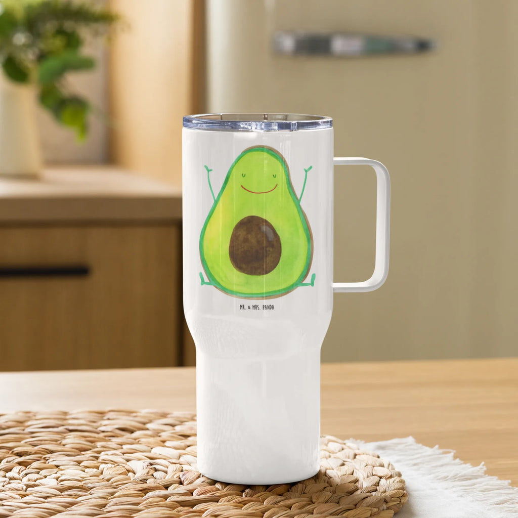 XXL Thermobecher Avocado Glücklich Thermobecher, XL Thermobecher, Reisebecher, XL Reisetasse, Großer Thermobecher, Autobecher, Jumbo Becher, Avocado, Veggie, Vegan, Gesund, Chaos