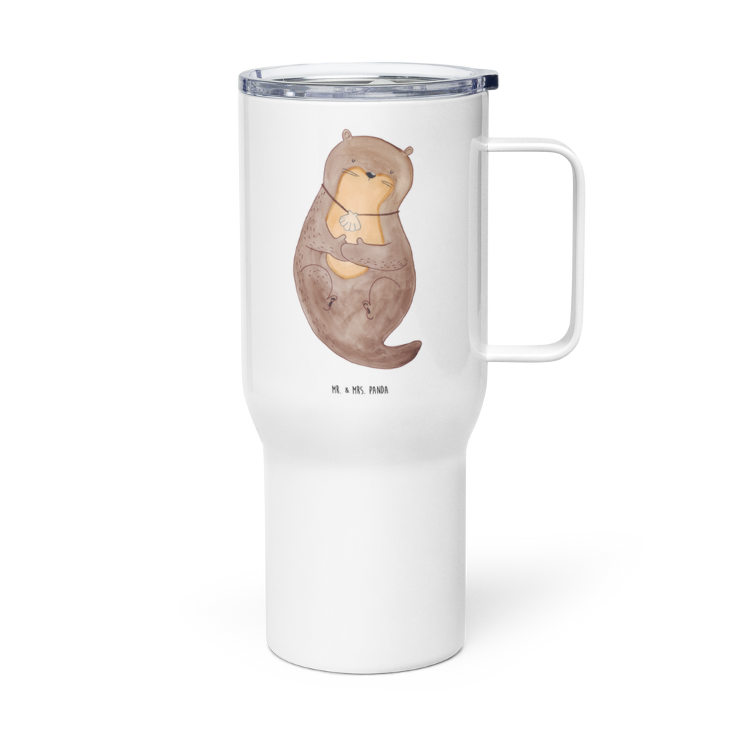 XXL Thermobecher Otter Muschel Thermobecher, XL Thermobecher, Reisebecher, XL Reisetasse, Großer Thermobecher, Autobecher, Jumbo Becher, Otter, Fischotter, Seeotter, Otterliebe, grübeln, träumen, Motivation, Tagträumen, Büro