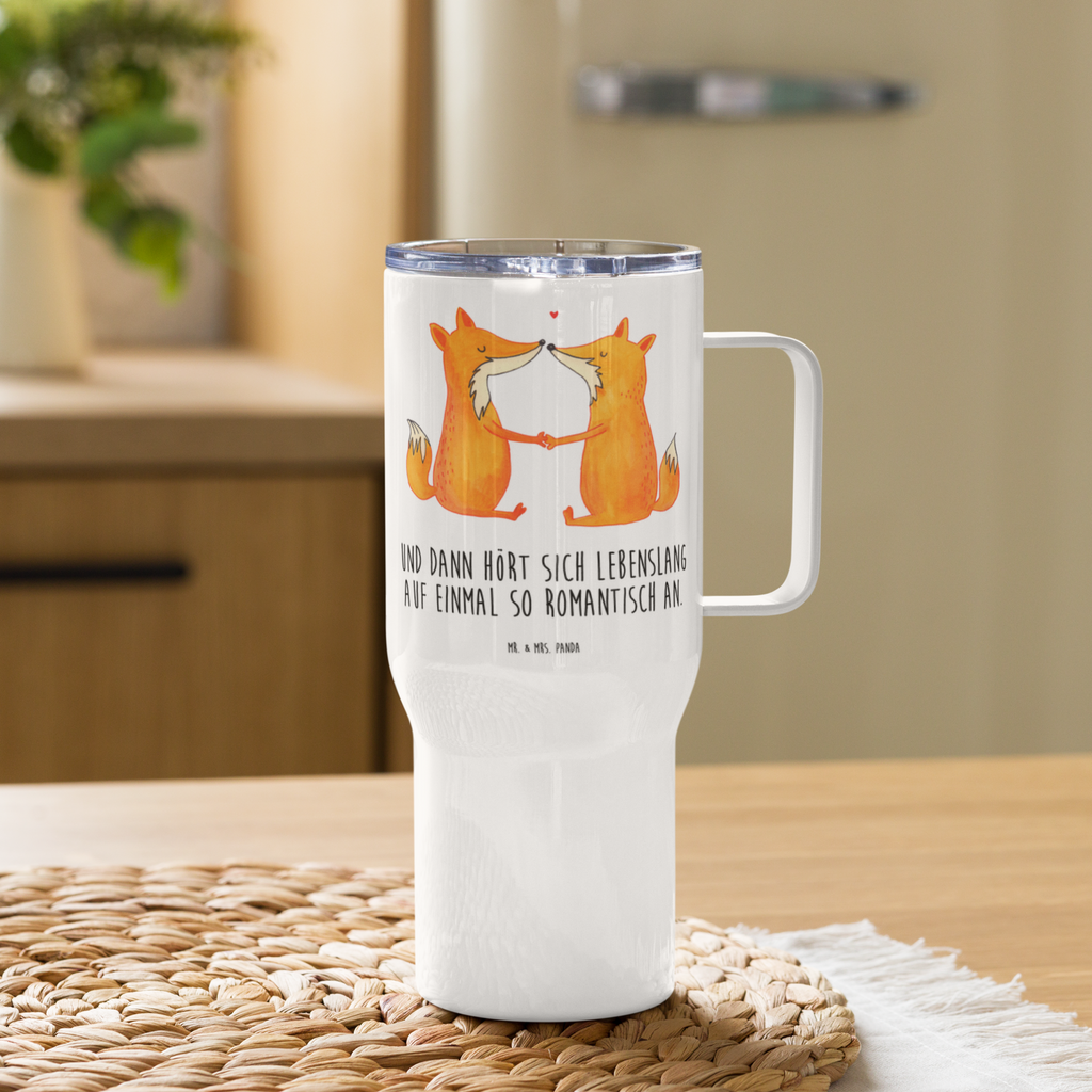 XXL Thermobecher Füchse Liebe Thermobecher, XL Thermobecher, Reisebecher, XL Reisetasse, Großer Thermobecher, Autobecher, Jumbo Becher, Fuchs, Füchse, Fox, Liebe, Liebespaar, Paar, Partner, Freundin, Freund, Ehe, Verlobte, Ehemann, Ehefrau, Liebesbeweis