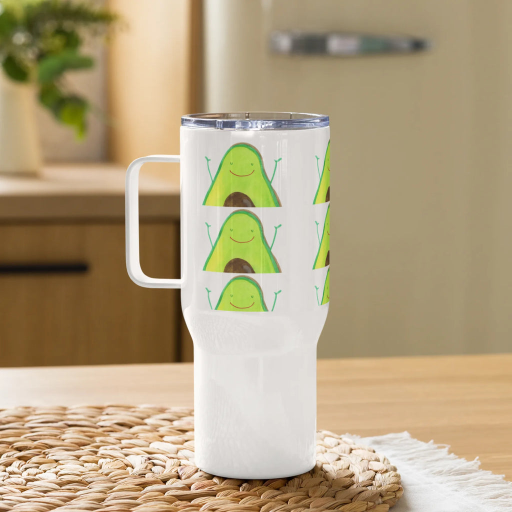 XXL Thermobecher Avocado Glücklich Thermobecher, XL Thermobecher, Reisebecher, XL Reisetasse, Großer Thermobecher, Autobecher, Jumbo Becher, Avocado, Veggie, Vegan, Gesund, Chaos