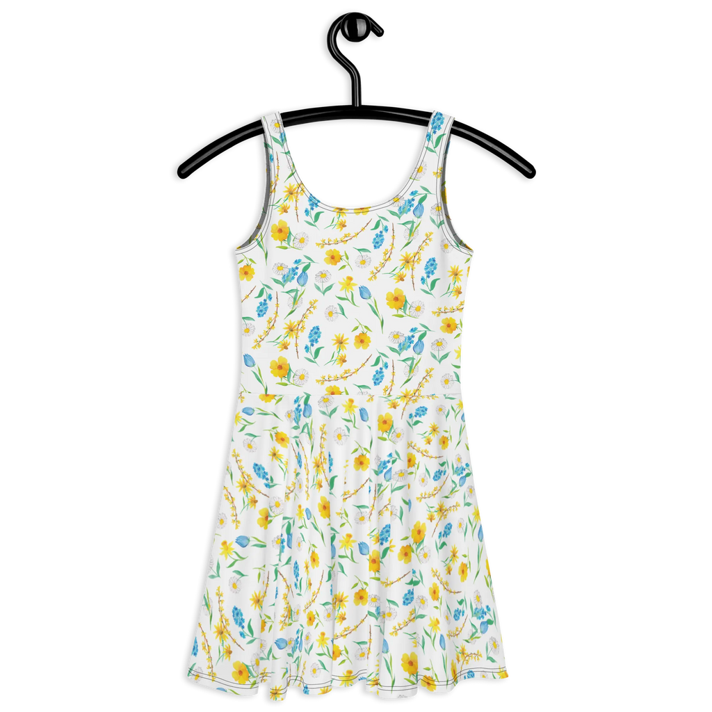 Sommerkleid Frühlingserwachen Design Sommerkleid, Kleid, Skaterkleid, Aquarell, Muster, Blumen, Wiese, Sommerblumen, Natur, Blumenmädchen