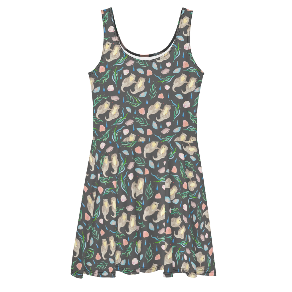 Sommerkleid Otterliebe Design Sommerkleid, Kleid, Skaterkleid, Aquarell, Otter, händchenhaltene Otter, Muscheln, Meer, Beach Design, maritim