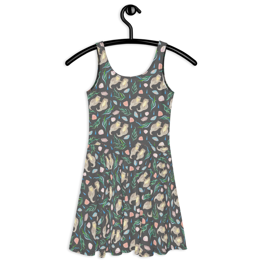 Sommerkleid Otterliebe Design Sommerkleid, Kleid, Skaterkleid, Aquarell, Otter, händchenhaltene Otter, Muscheln, Meer, Beach Design, maritim