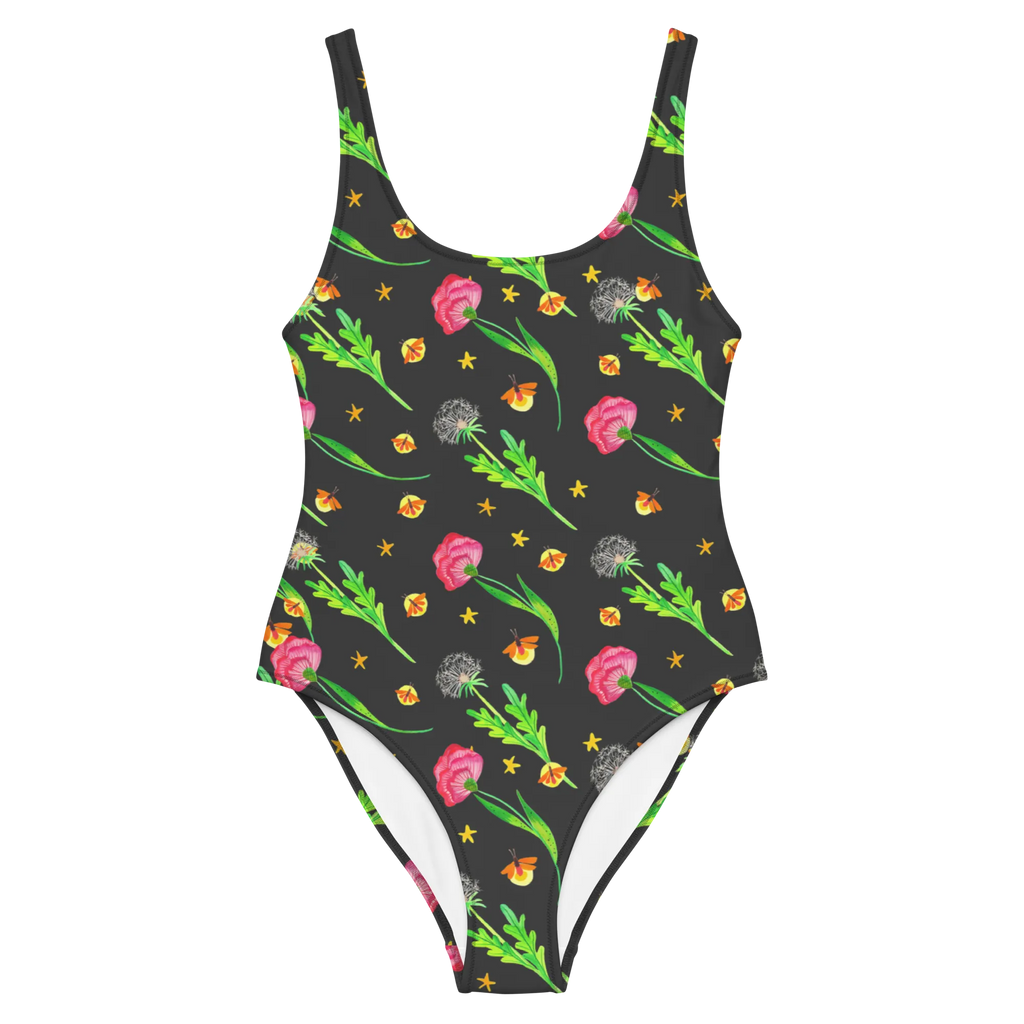 Badeanzug Glühwürmchen Design Badebekleidung, Bademode, Badeanzug, Swimsuit, Rückenfreier Badeanzug, Luxus-Bademode, Glühwürmchen, Muster, Blumen, Pusteblumen