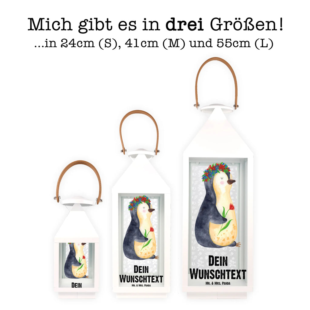 Personalisierte Deko Laterne Pinguin Blumenkranz Gartenlampe, Gartenleuchte, Gartendekoration, Gartenlicht, Laterne kleine Laternen, XXL Laternen, Laterne groß, Pinguin, Pinguine, Blumenkranz, Universum, Leben, Wünsche, Ziele, Lebensziele, Motivation, Lebenslust, Liebeskummer, Geschenkidee