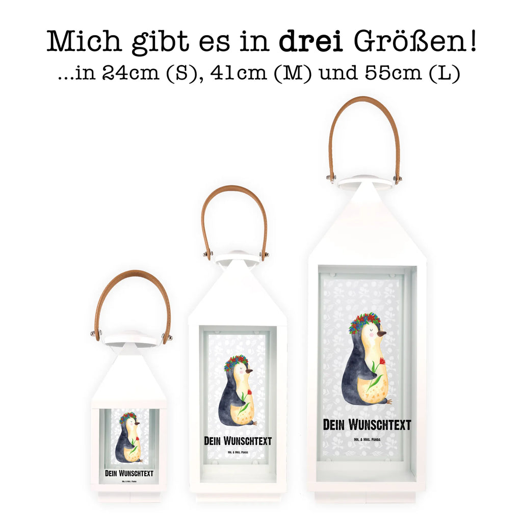 Personalisierte Deko Laterne Pinguin Blumenkranz Gartenlampe, Gartenleuchte, Gartendekoration, Gartenlicht, Laterne kleine Laternen, XXL Laternen, Laterne groß, Pinguin, Pinguine, Blumenkranz, Universum, Leben, Wünsche, Ziele, Lebensziele, Motivation, Lebenslust, Liebeskummer, Geschenkidee