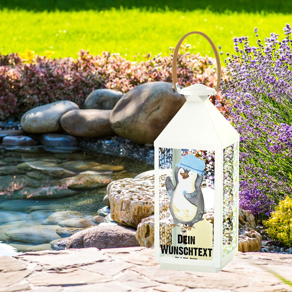 Personalisierte Deko Laterne Pinguin duscht Gartenlampe, Gartenleuchte, Gartendekoration, Gartenlicht, Laterne kleine Laternen, XXL Laternen, Laterne groß, Pinguin, Pinguine, Dusche, duschen, Lebensmotto, Motivation, Neustart, Neuanfang, glücklich sein