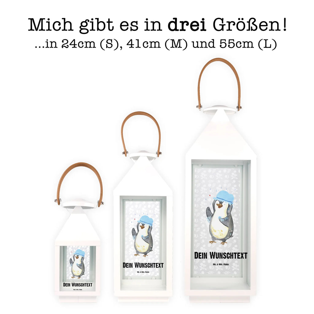 Personalisierte Deko Laterne Pinguin duscht Gartenlampe, Gartenleuchte, Gartendekoration, Gartenlicht, Laterne kleine Laternen, XXL Laternen, Laterne groß, Pinguin, Pinguine, Dusche, duschen, Lebensmotto, Motivation, Neustart, Neuanfang, glücklich sein