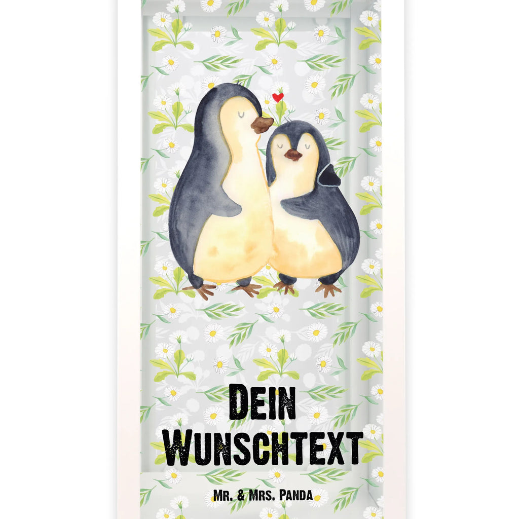 Personalisierte Deko Laterne Pinguin umarmend Gartenlampe, Gartenleuchte, Gartendekoration, Gartenlicht, Laterne kleine Laternen, XXL Laternen, Laterne groß, Pinguin, Liebe, Liebespaar, Liebesbeweis, Liebesgeschenk, Verlobung, Jahrestag, Hochzeitstag, Hochzeit, Hochzeitsgeschenk