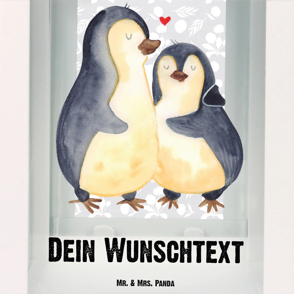 Personalisierte Deko Laterne Pinguin umarmend Gartenlampe, Gartenleuchte, Gartendekoration, Gartenlicht, Laterne kleine Laternen, XXL Laternen, Laterne groß, Pinguin, Liebe, Liebespaar, Liebesbeweis, Liebesgeschenk, Verlobung, Jahrestag, Hochzeitstag, Hochzeit, Hochzeitsgeschenk