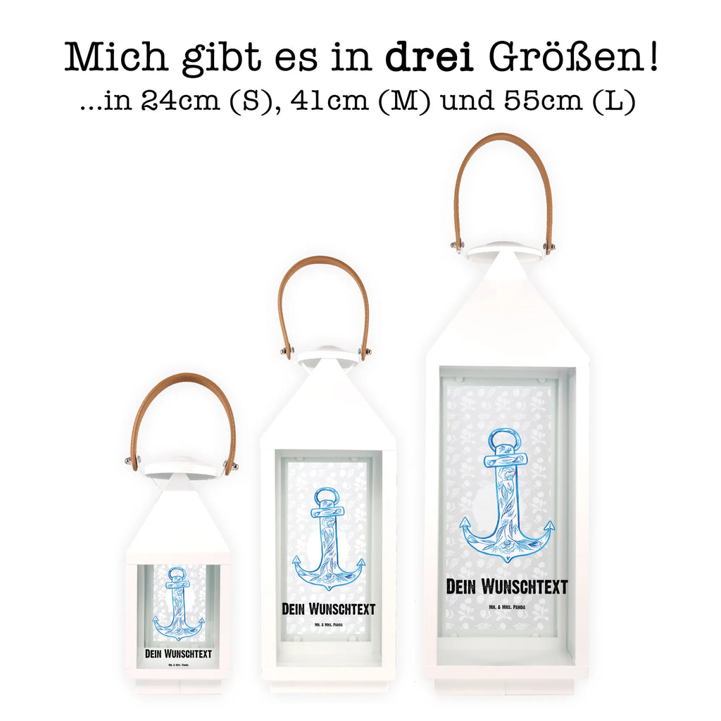 Personalisierte Deko Laterne Anker Blau Gartenlampe, Gartenleuchte, Gartendekoration, Gartenlicht, Laterne kleine Laternen, XXL Laternen, Laterne groß, Tiermotive, Gute Laune, lustige Sprüche, Tiere