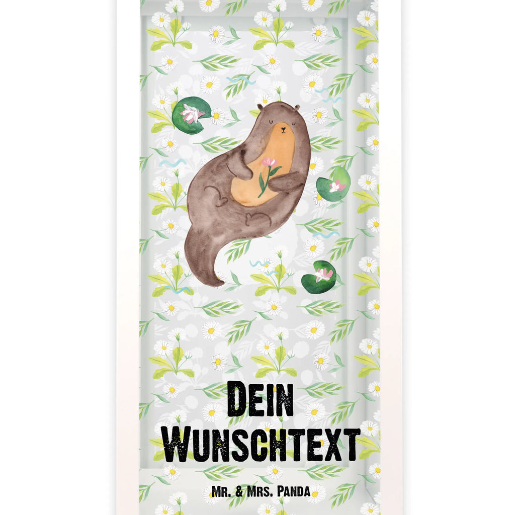 Personalisierte Deko Laterne Otter mit Seerose Gartenlampe, Gartenleuchte, Gartendekoration, Gartenlicht, Laterne kleine Laternen, XXL Laternen, Laterne groß, Otter, Fischotter, Seeotter, Otter Seeotter See Otter