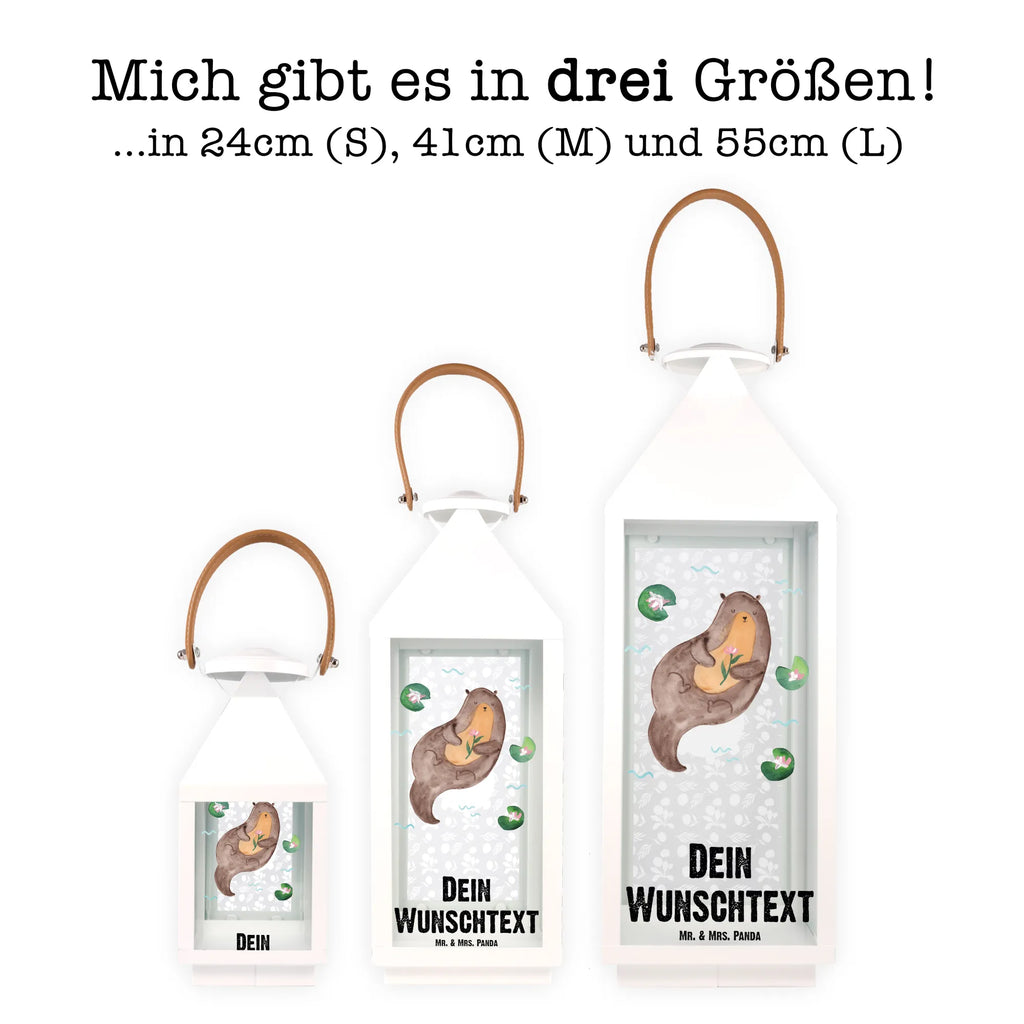 Personalisierte Deko Laterne Otter mit Seerose Gartenlampe, Gartenleuchte, Gartendekoration, Gartenlicht, Laterne kleine Laternen, XXL Laternen, Laterne groß, Otter, Fischotter, Seeotter, Otter Seeotter See Otter