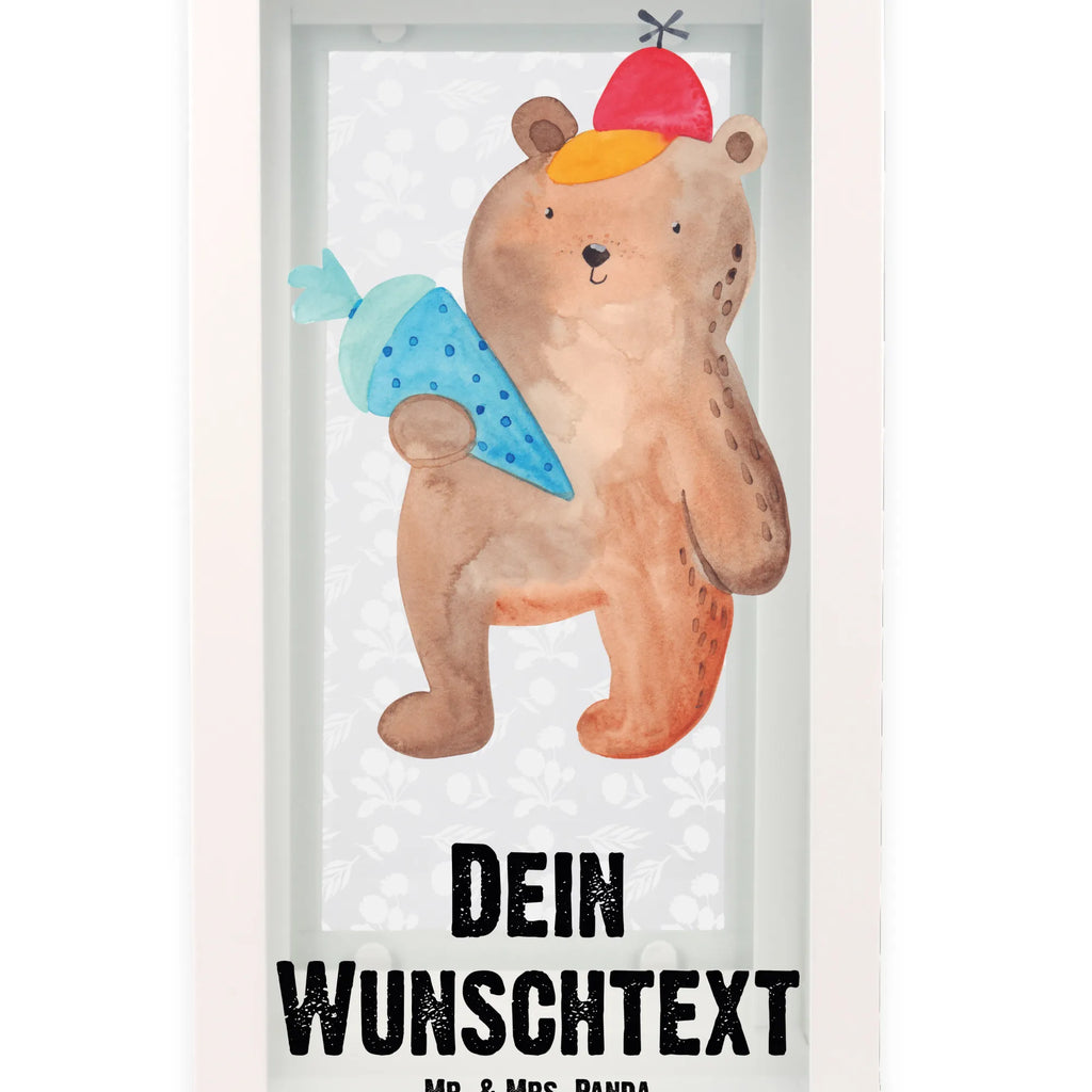 Personalisierte Deko Laterne Bär mit Schultüte Gartenlampe, Gartenleuchte, Gartendekoration, Gartenlicht, Laterne kleine Laternen, XXL Laternen, Laterne groß, Bär, Teddy, Teddybär, Bär Motiv, Schultüte, Erster Schultag Geschenk, Einschulung Geschenk, Schule Geschenk, Grundschule, Schulanfang, Schulbeginn