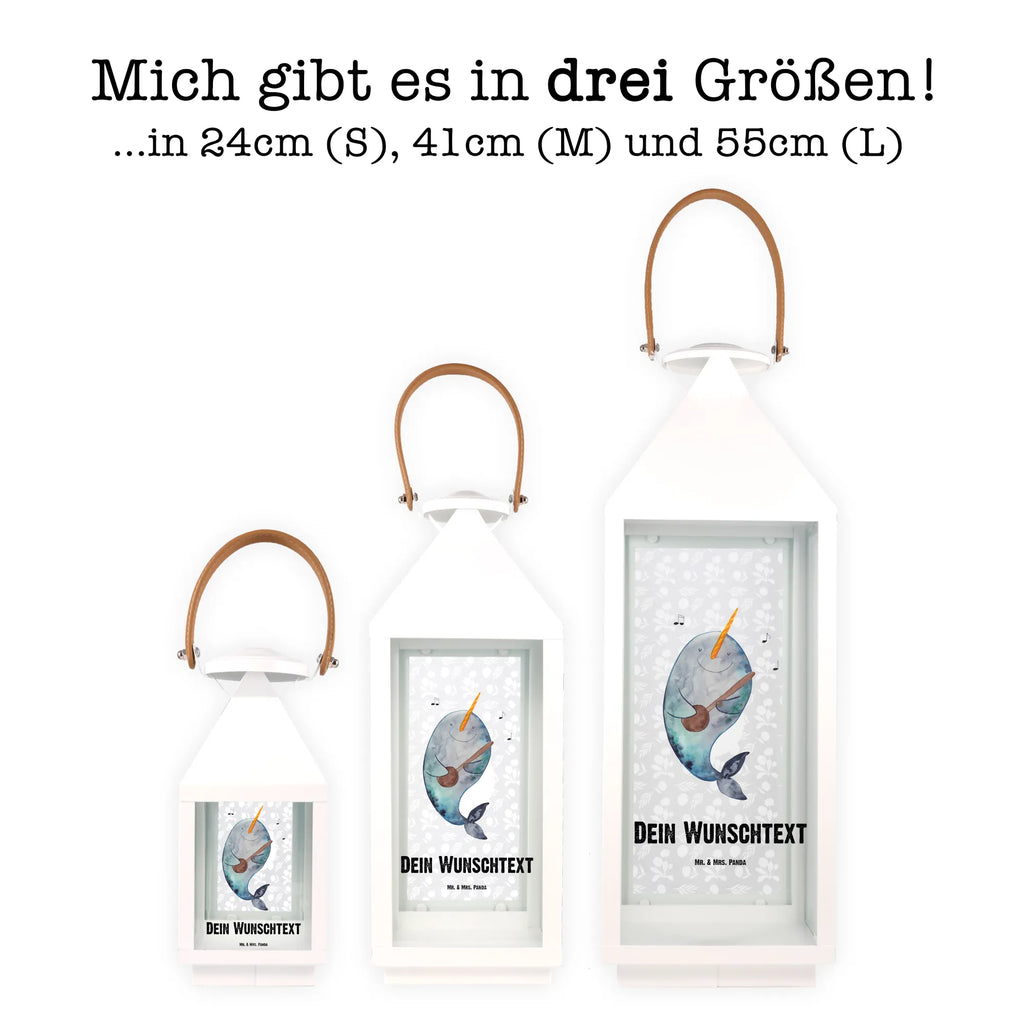 Personalisierte Deko Laterne Narwal Gitarre Gartenlampe, Gartenleuchte, Gartendekoration, Gartenlicht, Laterne kleine Laternen, XXL Laternen, Laterne groß, Meerestiere, Meer, Urlaub, Narwal, Wal, Tanzen, Probleme, Problemlösung, Frust, Gespräche, Gitarre