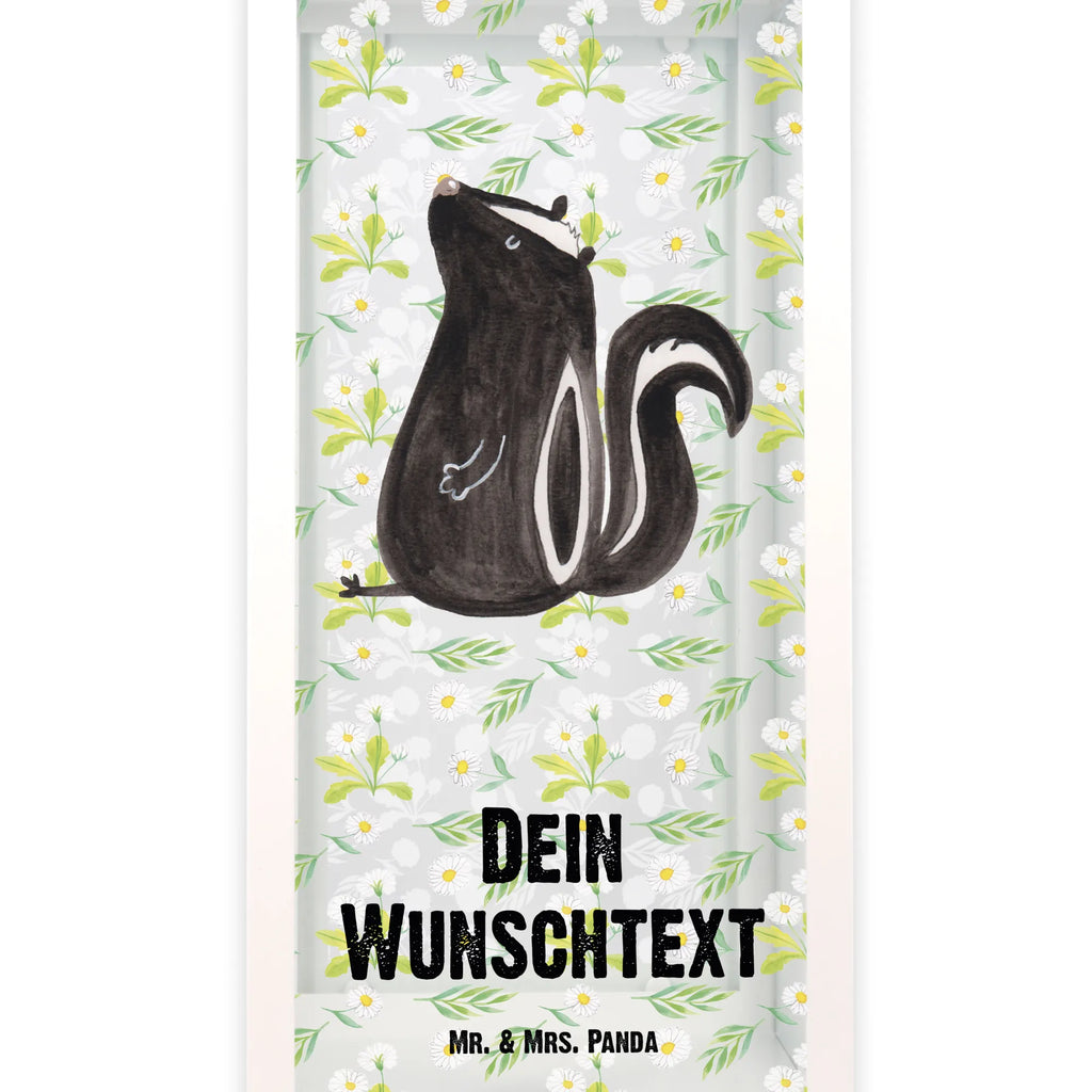 Personalisierte Deko Laterne Stinktier sitzend Gartenlampe, Gartenleuchte, Gartendekoration, Gartenlicht, Laterne kleine Laternen, XXL Laternen, Laterne groß, Stinktier, Skunk, Wildtier, Raubtier, Stinker, Stinki, Spruch, Büro, Recht, Besserwisser