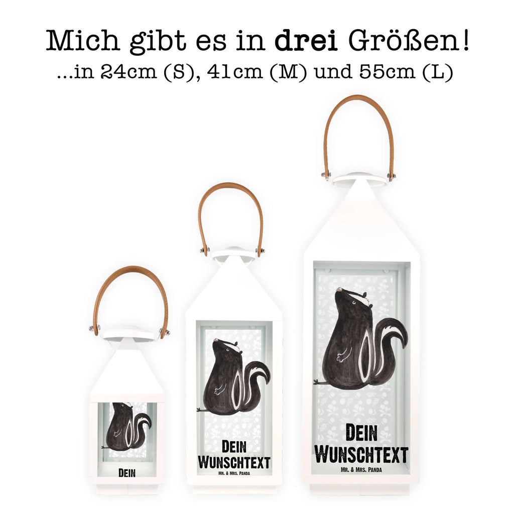 Personalisierte Deko Laterne Stinktier sitzend Gartenlampe, Gartenleuchte, Gartendekoration, Gartenlicht, Laterne kleine Laternen, XXL Laternen, Laterne groß, Stinktier, Skunk, Wildtier, Raubtier, Stinker, Stinki, Spruch, Büro, Recht, Besserwisser