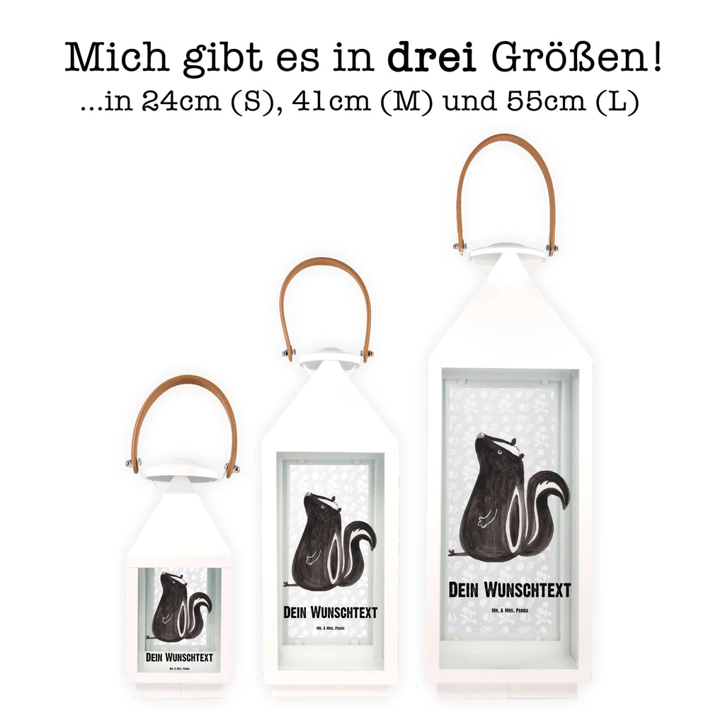 Personalisierte Deko Laterne Stinktier sitzend Gartenlampe, Gartenleuchte, Gartendekoration, Gartenlicht, Laterne kleine Laternen, XXL Laternen, Laterne groß, Stinktier, Skunk, Wildtier, Raubtier, Stinker, Stinki, Spruch, Büro, Recht, Besserwisser