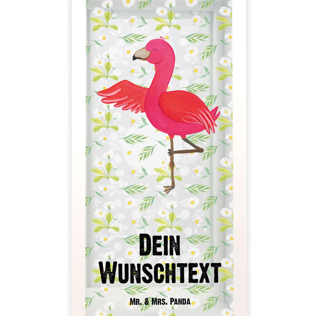 Personalisierte Deko Laterne Flamingo Yoga Gartenlampe, Gartenleuchte, Gartendekoration, Gartenlicht, Laterne kleine Laternen, XXL Laternen, Laterne groß, Flamingo, Vogel, Yoga, Namaste, Achtsamkeit, Yoga-Übung, Entspannung, Ärger, Aufregen, Tiefenentspannung