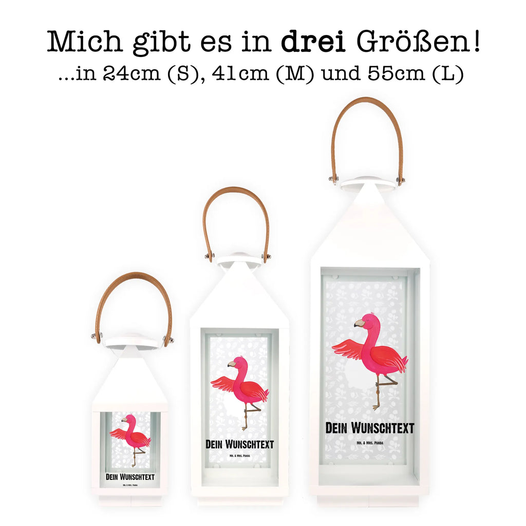 Personalisierte Deko Laterne Flamingo Yoga Gartenlampe, Gartenleuchte, Gartendekoration, Gartenlicht, Laterne kleine Laternen, XXL Laternen, Laterne groß, Flamingo, Vogel, Yoga, Namaste, Achtsamkeit, Yoga-Übung, Entspannung, Ärger, Aufregen, Tiefenentspannung