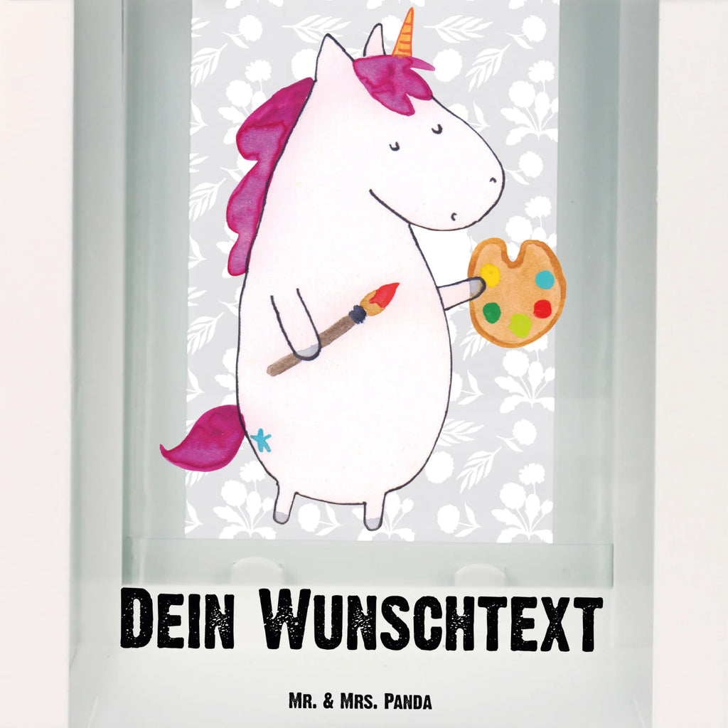 Personalisierte Deko Laterne Einhorn Künstler Gartenlampe, Gartenleuchte, Gartendekoration, Gartenlicht, Laterne kleine Laternen, XXL Laternen, Laterne groß, Einhorn, Einhörner, Einhorn Deko, Pegasus, Unicorn, Englisch, Künstler, Artist, Malen, Zeichnen, Welt, Farbe, Stift, Pinsel, Geschenk, Maler