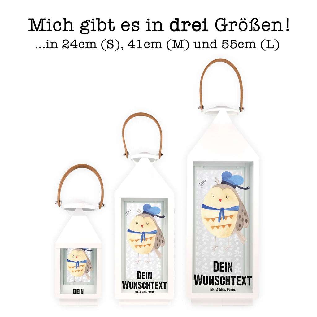 Personalisierte Deko Laterne Eule Matrosen Gartenlampe, Gartenleuchte, Gartendekoration, Gartenlicht, Laterne kleine Laternen, XXL Laternen, Laterne groß, Eule, Eule Spruch, Eule Deko, Owl, Wortspiel lustig, Matrose, Freundin, Ehe, Seefahrer, Heimathafen, Hochzeitstag Geschenk