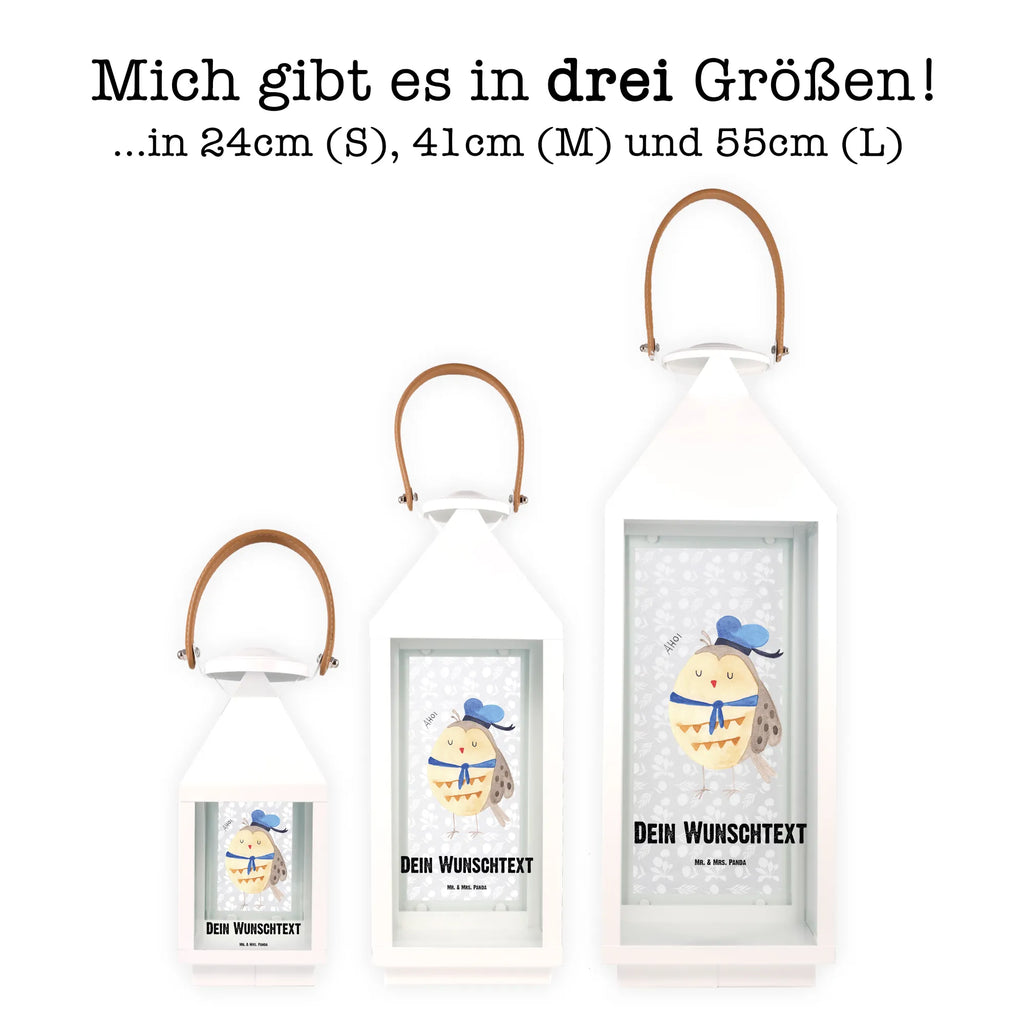 Personalisierte Deko Laterne Eule Matrosen Gartenlampe, Gartenleuchte, Gartendekoration, Gartenlicht, Laterne kleine Laternen, XXL Laternen, Laterne groß, Eule, Eule Spruch, Eule Deko, Owl, Wortspiel lustig, Matrose, Freundin, Ehe, Seefahrer, Heimathafen, Hochzeitstag Geschenk