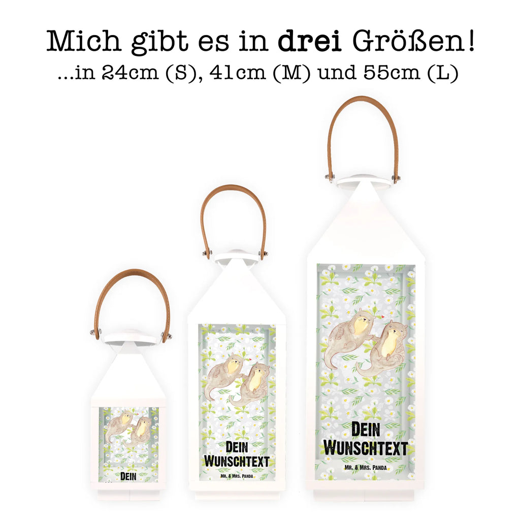 Personalisierte Deko Laterne Otter händchenhaltend Gartenlampe, Gartenleuchte, Gartendekoration, Gartenlicht, Laterne kleine Laternen, XXL Laternen, Laterne groß, Otter, Fischotter, Seeotter, Otter Seeotter See Otter