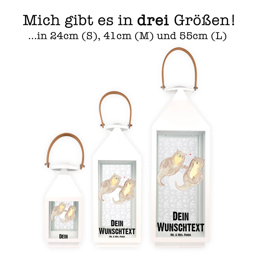 Personalisierte Deko Laterne Otter händchenhaltend Gartenlampe, Gartenleuchte, Gartendekoration, Gartenlicht, Laterne kleine Laternen, XXL Laternen, Laterne groß, Otter, Fischotter, Seeotter, Otter Seeotter See Otter