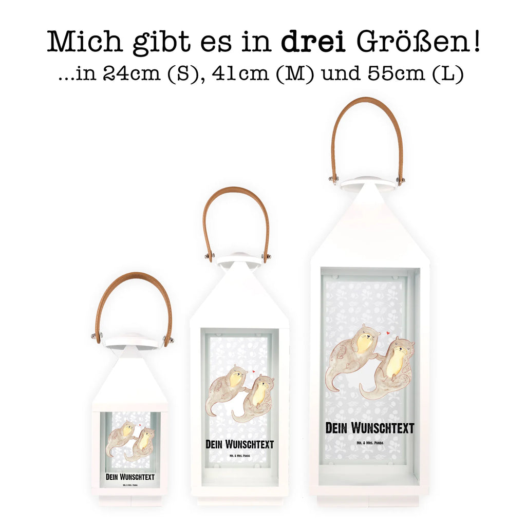 Personalisierte Deko Laterne Otter händchenhaltend Gartenlampe, Gartenleuchte, Gartendekoration, Gartenlicht, Laterne kleine Laternen, XXL Laternen, Laterne groß, Otter, Fischotter, Seeotter, Otter Seeotter See Otter