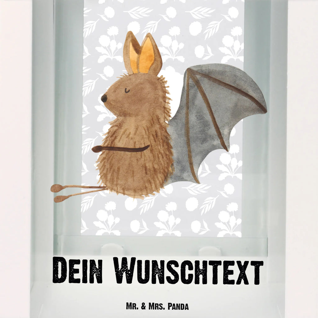 Personalisierte Deko Laterne Fledermaus sitzend Gartenlampe, Gartenleuchte, Gartendekoration, Gartenlicht, Laterne kleine Laternen, XXL Laternen, Laterne groß, Tiermotive, Gute Laune, lustige Sprüche, Tiere, Fledermaus, Fledermäuse, Motivation, entspannen