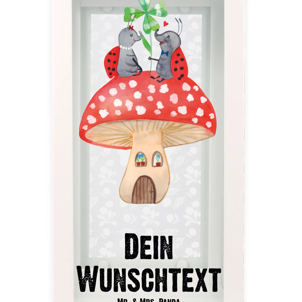 Personalisierte Deko Laterne Marienkäfer Paar Fliegenpilz Gartenlampe, Gartenleuchte, Gartendekoration, Gartenlicht, Laterne kleine Laternen, XXL Laternen, Laterne groß, Tiermotive, Gute Laune, lustige Sprüche, Tiere, Haus, Wohnung, zuhause, Fliegenpilz, Marienkäfer, Fleigenpilzhaus