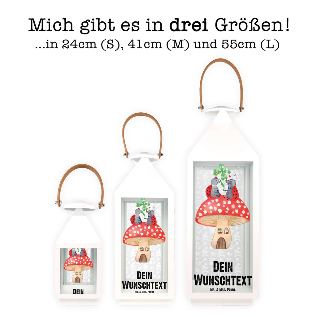 Personalisierte Deko Laterne Marienkäfer Paar Fliegenpilz Gartenlampe, Gartenleuchte, Gartendekoration, Gartenlicht, Laterne kleine Laternen, XXL Laternen, Laterne groß, Tiermotive, Gute Laune, lustige Sprüche, Tiere, Haus, Wohnung, zuhause, Fliegenpilz, Marienkäfer, Fleigenpilzhaus