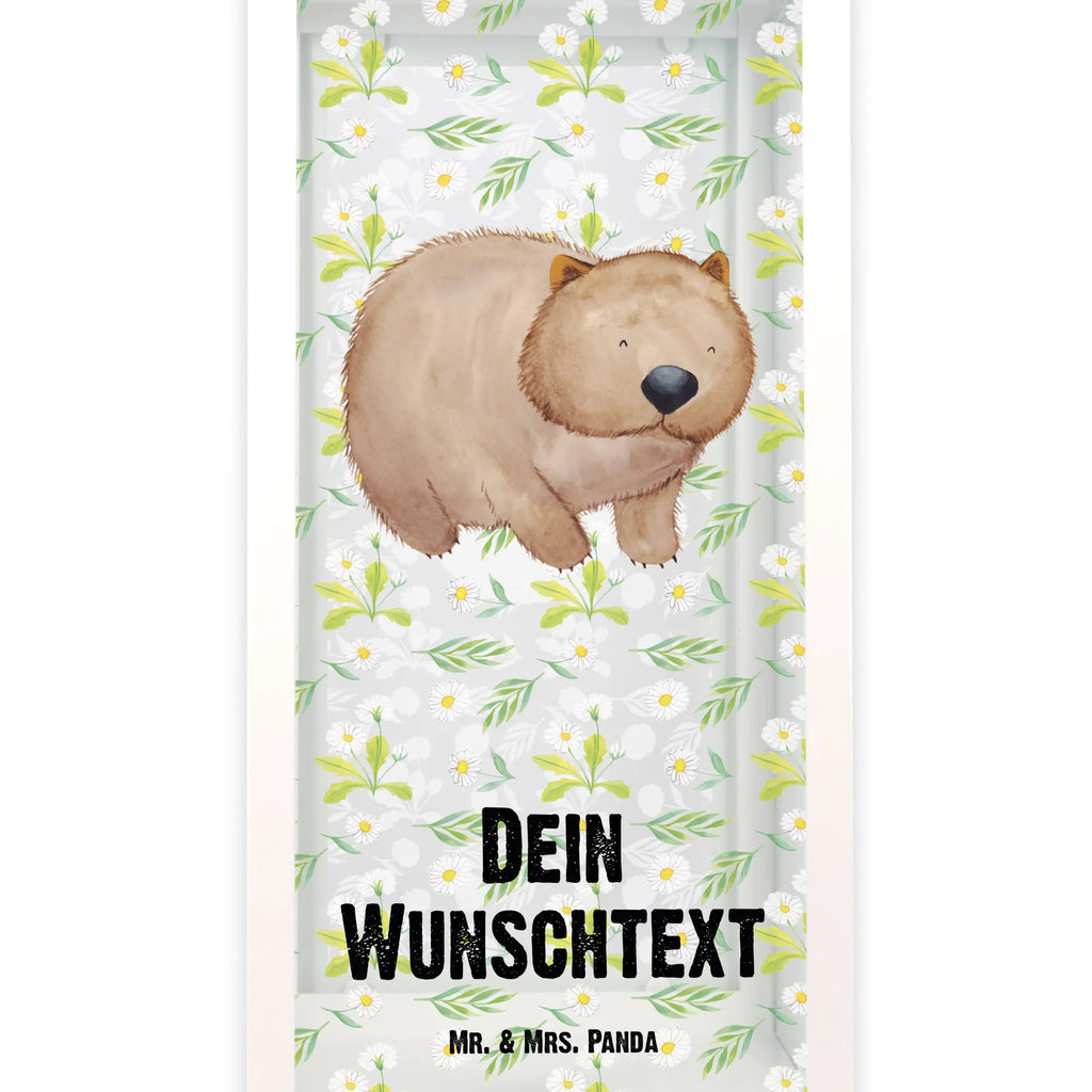 Personalisierte Deko Laterne Wombat Gartenlampe, Gartenleuchte, Gartendekoration, Gartenlicht, Laterne kleine Laternen, XXL Laternen, Laterne groß, Tiermotive, Gute Laune, lustige Sprüche, Tiere, Wombat, Das Leben ist schön, Motivation, Spruch, Australien