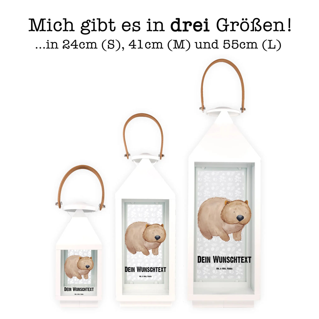 Personalisierte Deko Laterne Wombat Gartenlampe, Gartenleuchte, Gartendekoration, Gartenlicht, Laterne kleine Laternen, XXL Laternen, Laterne groß, Tiermotive, Gute Laune, lustige Sprüche, Tiere, Wombat, Das Leben ist schön, Motivation, Spruch, Australien