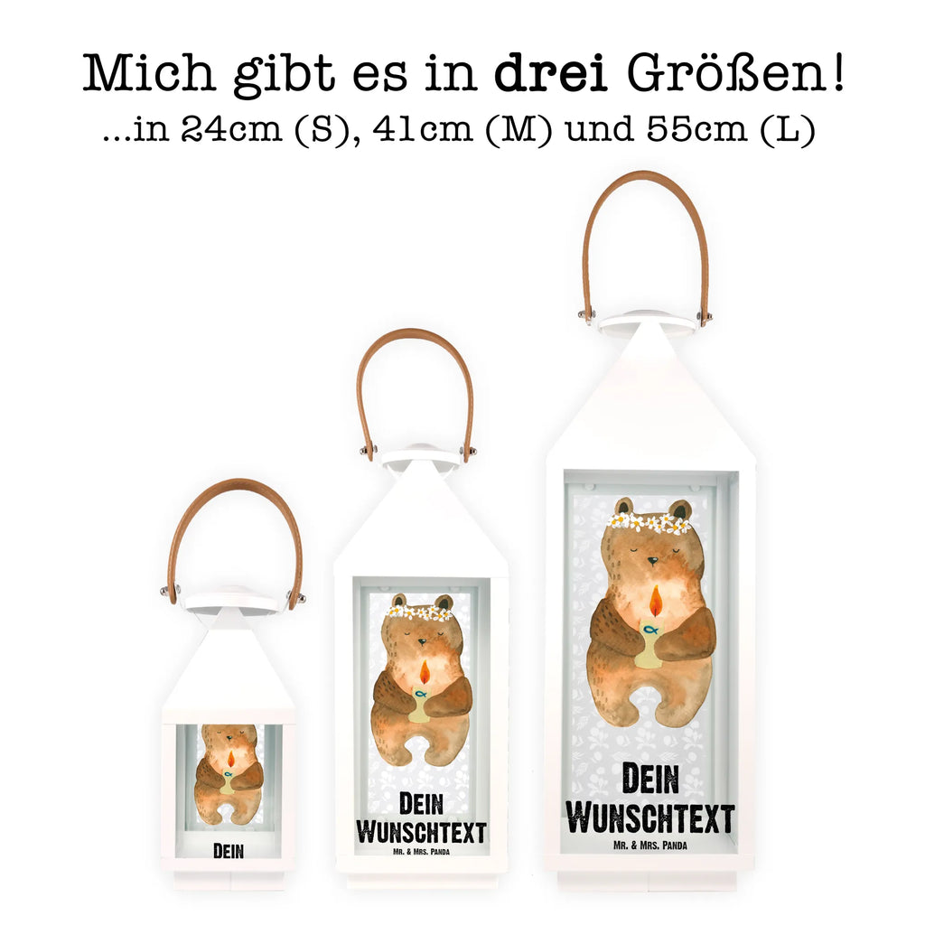 Personalisierte Deko Laterne Kommunion-Bär Gartenlampe, Gartenleuchte, Gartendekoration, Gartenlicht, Laterne kleine Laternen, XXL Laternen, Laterne groß, Bär, Teddy, Teddybär, Kommunion, Gottes Segen, Taufkerze, katholisch