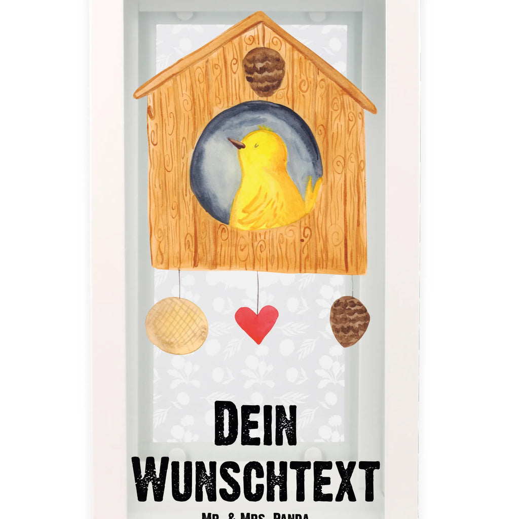 Personalisierte Deko Laterne Vogelhaus Gartenlampe, Gartenleuchte, Gartendekoration, Gartenlicht, Laterne kleine Laternen, XXL Laternen, Laterne groß, Tiermotive, Gute Laune, lustige Sprüche, Tiere, Vogel, Vögel, Vogelhaus, Vogelhäuschen, Home sweet home, Zuhause, Nest, Eigenheim, Familie, Wohnung, Haus, unser Haus, Lieblingsort, Castle