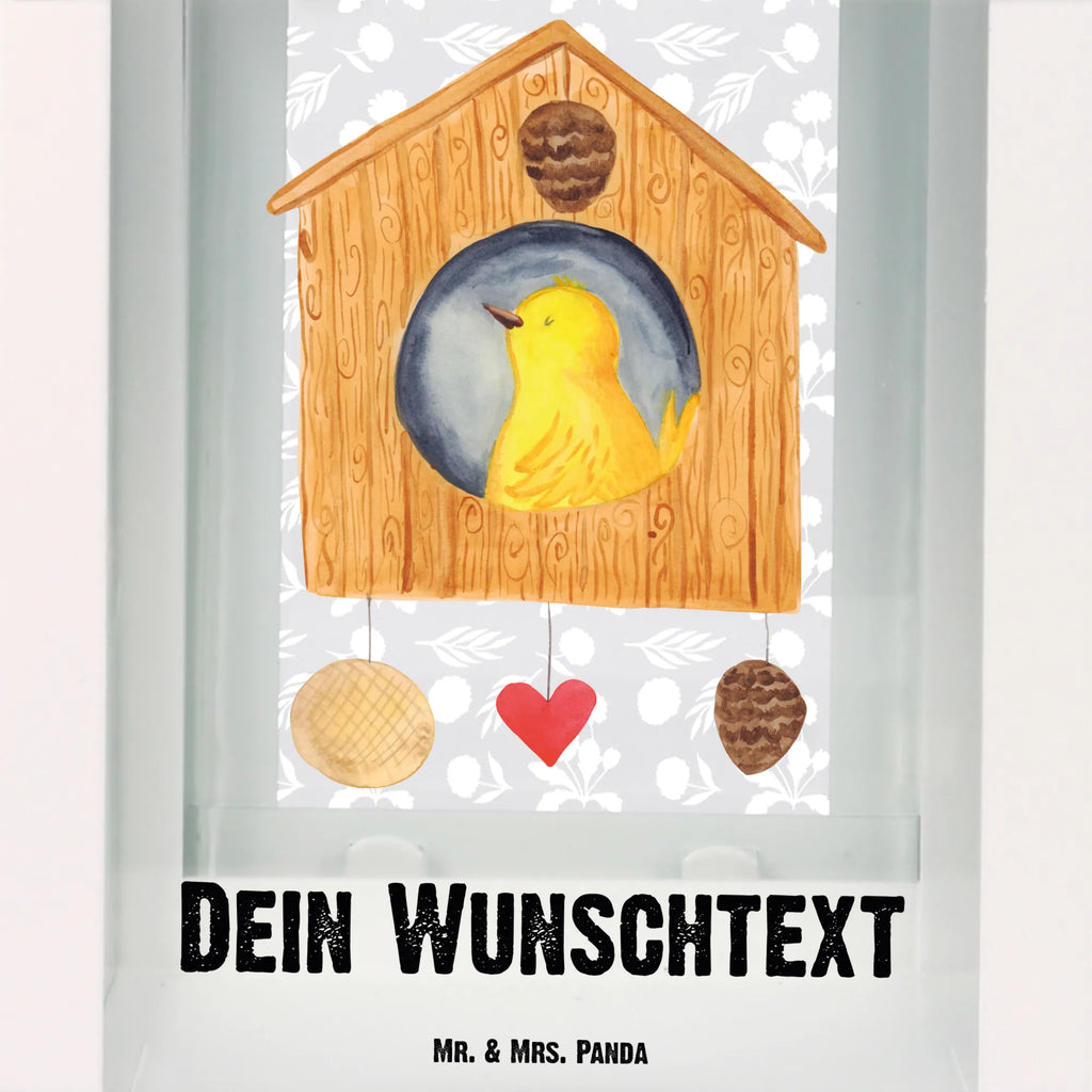 Personalisierte Deko Laterne Vogelhaus Gartenlampe, Gartenleuchte, Gartendekoration, Gartenlicht, Laterne kleine Laternen, XXL Laternen, Laterne groß, Tiermotive, Gute Laune, lustige Sprüche, Tiere, Vogel, Vögel, Vogelhaus, Vogelhäuschen, Home sweet home, Zuhause, Nest, Eigenheim, Familie, Wohnung, Haus, unser Haus, Lieblingsort, Castle