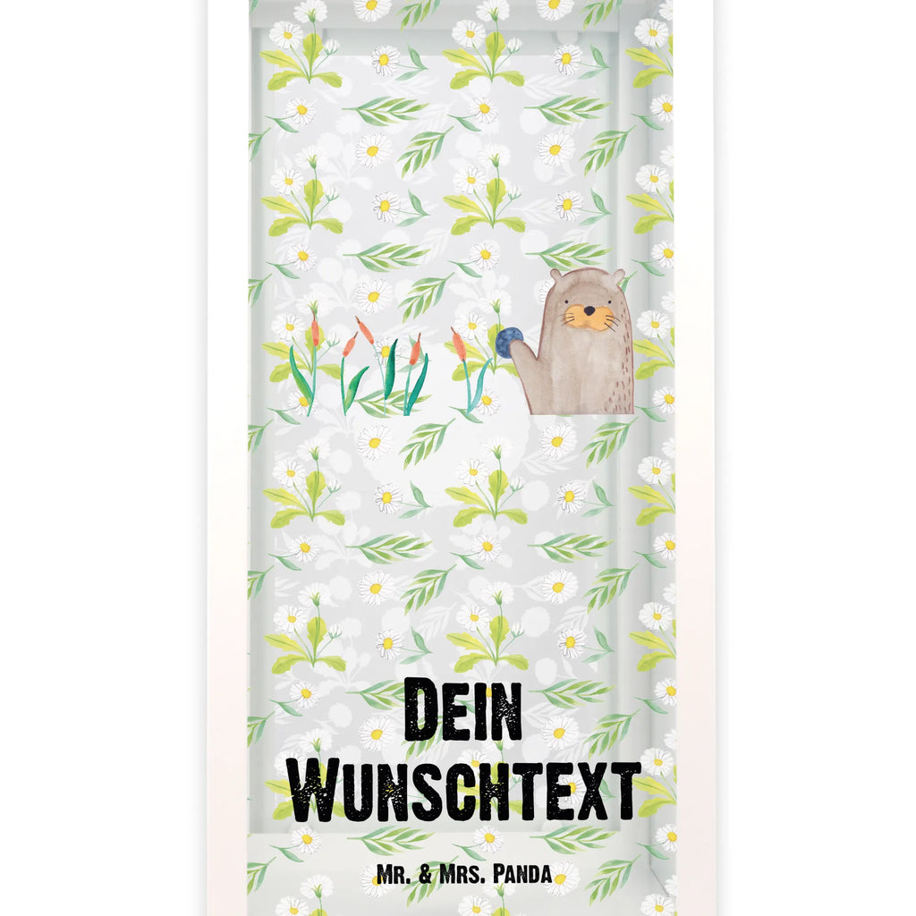 Personalisierte Deko Laterne Otter mit Stein Gartenlampe, Gartenleuchte, Gartendekoration, Gartenlicht, Laterne kleine Laternen, XXL Laternen, Laterne groß, Otter, Fischotter, Seeotter, Otter Seeotter See Otter