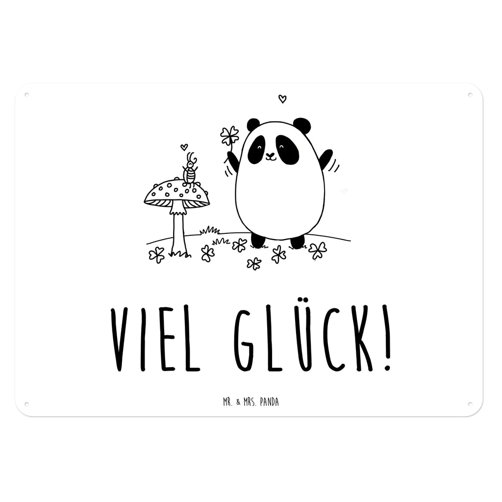 Blechschild Panda Glück Blechschild, Metallschild, Geschenk Schild, Schild, Magnet-Metall-Schild, Deko Schild, Wandschild, Wand-Dekoration, Türschild