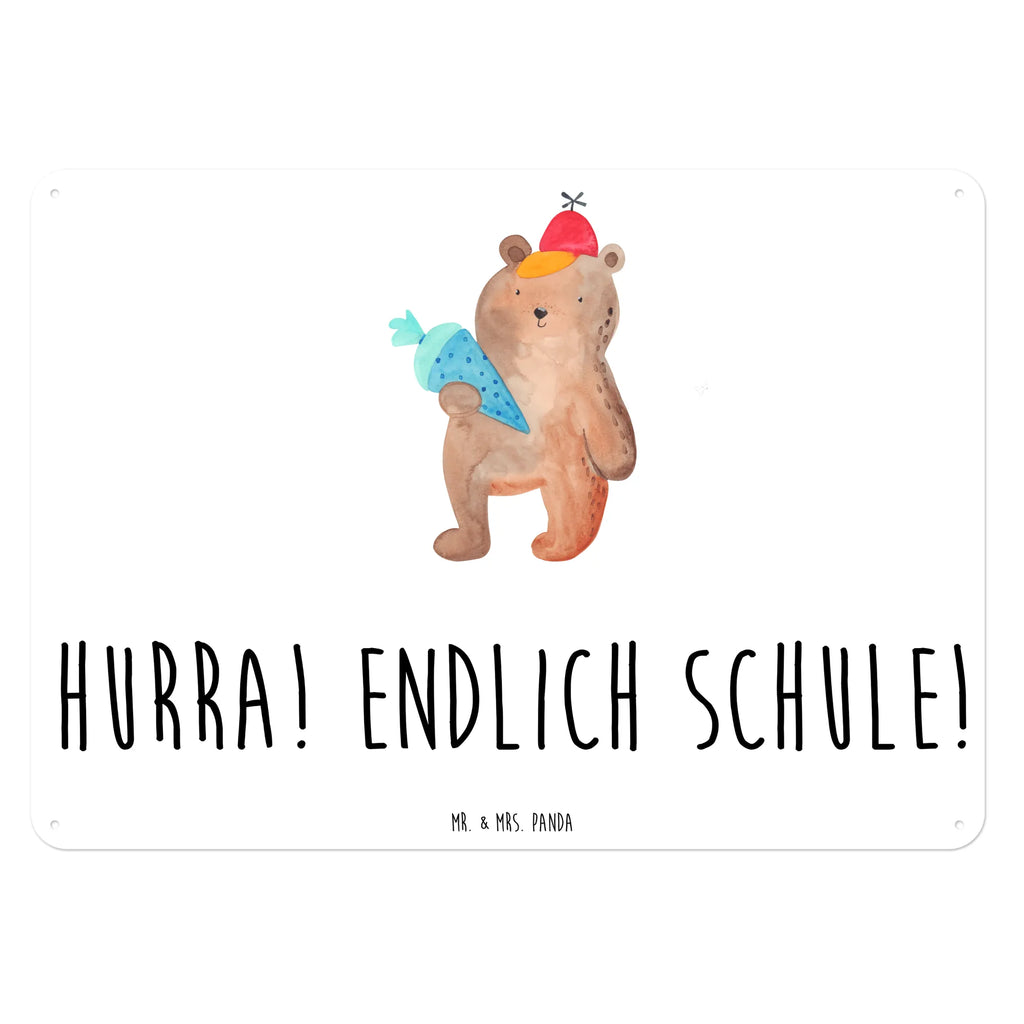 Blechschild Bär Schultüte Blechschild, Metallschild, Geschenk Schild, Schild, Magnet-Metall-Schild, Deko Schild, Wandschild, Wand-Dekoration, Türschild, Bär, Teddy, Teddybär, Bär Motiv, Schultüte, Erster Schultag Geschenk, Einschulung Geschenk, Schule Geschenk, Grundschule, Schulanfang, Schulbeginn