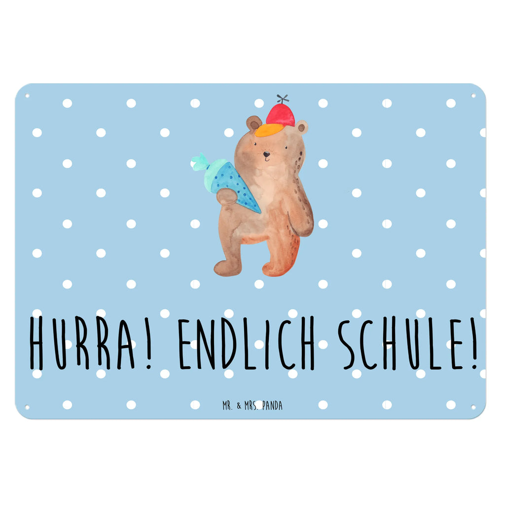 Blechschild Bär Schultüte Blechschild, Metallschild, Geschenk Schild, Schild, Magnet-Metall-Schild, Deko Schild, Wandschild, Wand-Dekoration, Türschild, Bär, Teddy, Teddybär, Bär Motiv, Schultüte, Erster Schultag Geschenk, Einschulung Geschenk, Schule Geschenk, Grundschule, Schulanfang, Schulbeginn