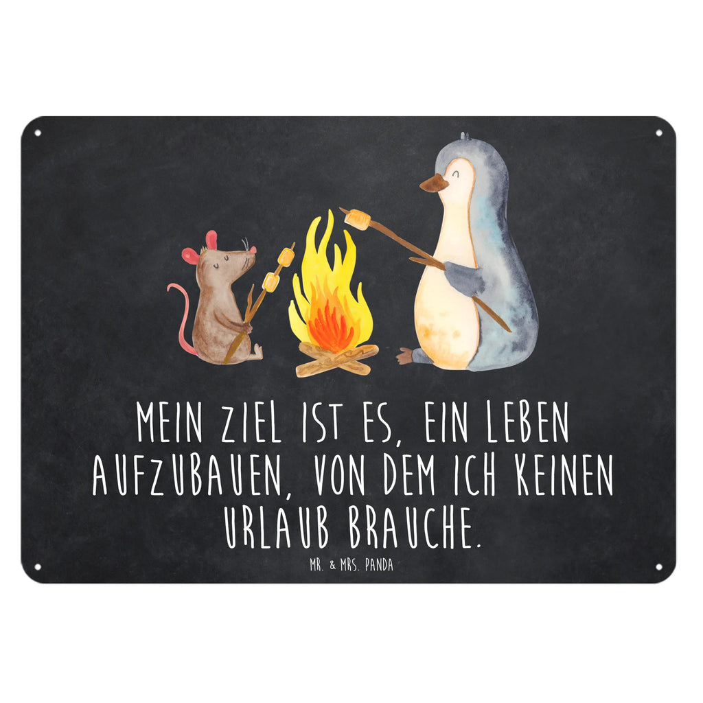 Blechschild Pinguin Lagerfeuer Blechschild, Metallschild, Geschenk Schild, Schild, Magnet-Metall-Schild, Deko Schild, Wandschild, Wand-Dekoration, Türschild, Pinguin, Maus, Pinguine, Lagerfeuer, Leben, Arbeit, Job, Motivation, Büro, Büroalltag, Lebensspruch, Lebensmotivation, Neustart, Liebe, grillen, Feuer, Marshmallows