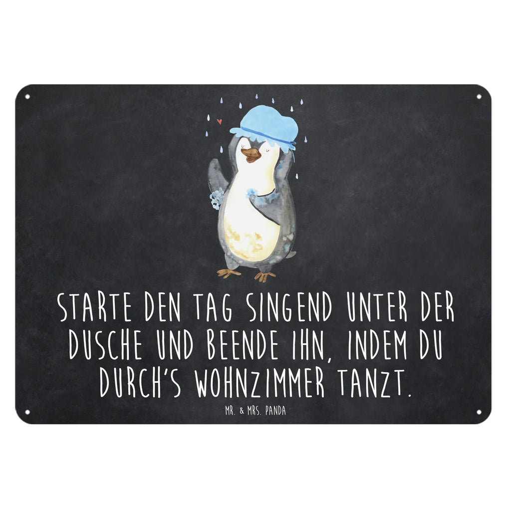 Blechschild Pinguin duscht Blechschild, Metallschild, Geschenk Schild, Schild, Magnet-Metall-Schild, Deko Schild, Wandschild, Wand-Dekoration, Türschild, Pinguin, Pinguine, Dusche, duschen, Lebensmotto, Motivation, Neustart, Neuanfang, glücklich sein