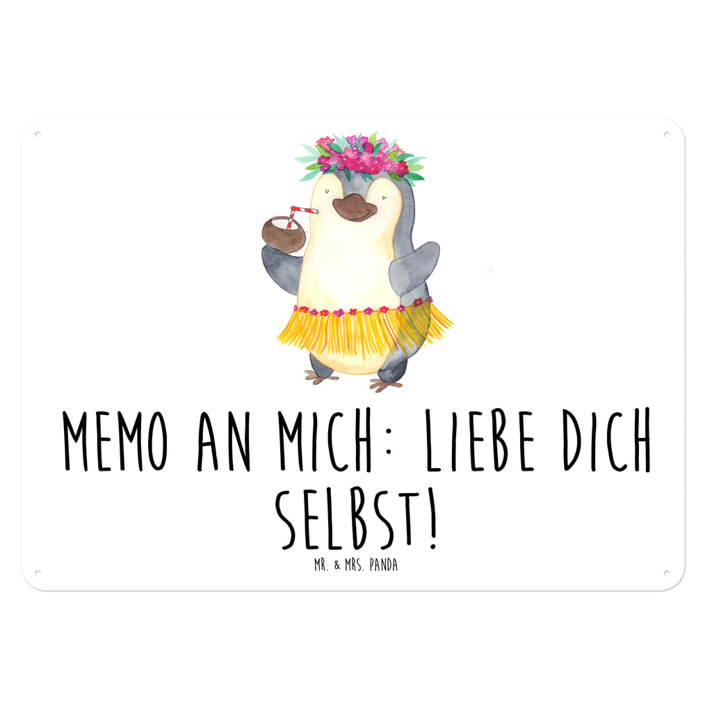 Blechschild Pinguin Kokosnuss Blechschild, Metallschild, Geschenk Schild, Schild, Magnet-Metall-Schild, Deko Schild, Wandschild, Wand-Dekoration, Türschild, Pinguin, Aloha, Hawaii, Urlaub, Kokosnuss, Pinguine