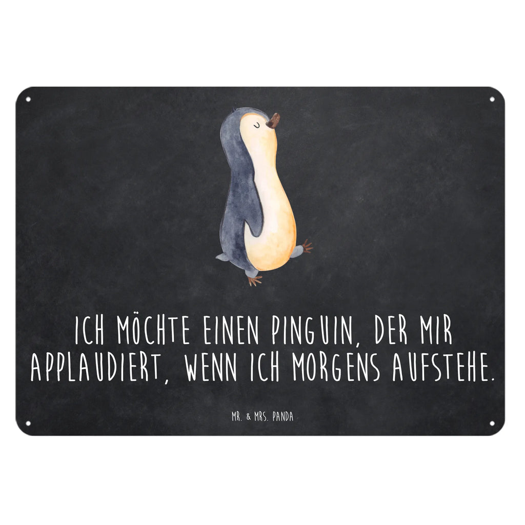 Blechschild Pinguin marschieren Blechschild, Metallschild, Geschenk Schild, Schild, Magnet-Metall-Schild, Deko Schild, Wandschild, Wand-Dekoration, Türschild, Pinguin, Pinguine, Frühaufsteher, Langschläfer, Bruder, Schwester, Familie