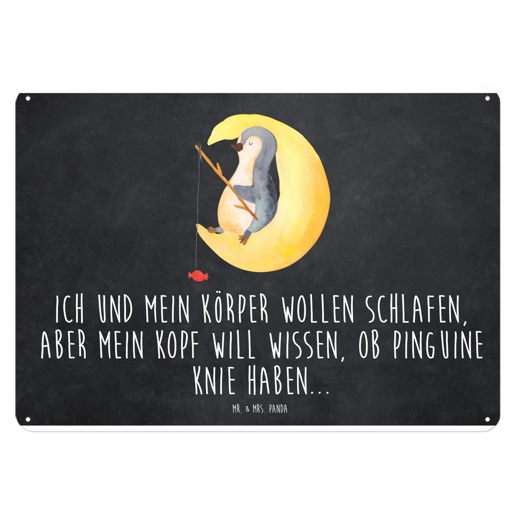 Blechschild Pinguin Mond Blechschild, Metallschild, Geschenk Schild, Schild, Magnet-Metall-Schild, Deko Schild, Wandschild, Wand-Dekoration, Türschild, Pinguin, Pinguine, Spruch, schlafen, Nachtruhe, Einschlafen, Schlafzimmer, Schlafstörungen, Gästezimmer