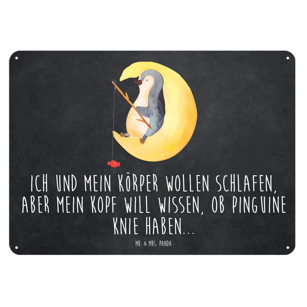 Blechschild Pinguin Mond Blechschild, Metallschild, Geschenk Schild, Schild, Magnet-Metall-Schild, Deko Schild, Wandschild, Wand-Dekoration, Türschild, Pinguin, Pinguine, Spruch, schlafen, Nachtruhe, Einschlafen, Schlafzimmer, Schlafstörungen, Gästezimmer